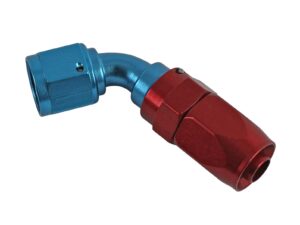 60 DEGREE POWER FLOW HOSE ENDS, RED/BLUE