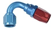 120 DEGREE POWER FLOW HOSE ENDS, RED/BLUE