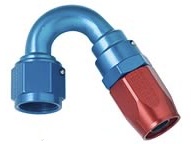 150 DEGREE POWER FLOW HOSE ENDS, RED/BLUE (Copy)